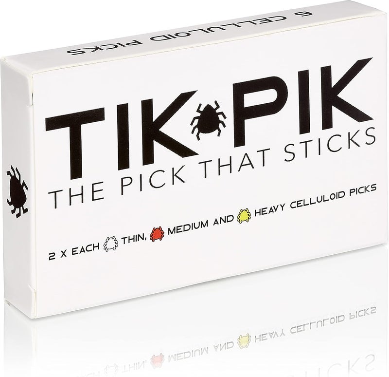 Tik Pik طقم 6 قطع من ريش الجيتار للجيتارات الصوتية والبيس | كما تم عرضه في برنامج شارك تانك | أسود متعدد القياسات - Image 3
